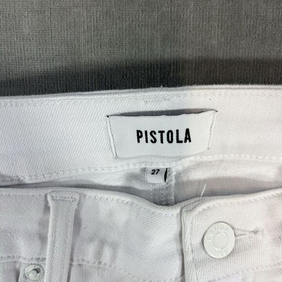 Pistola Womens Size 27 White Denim Distressed High Rise Straight Leg Jeans‎ - Picture 2 of 8
